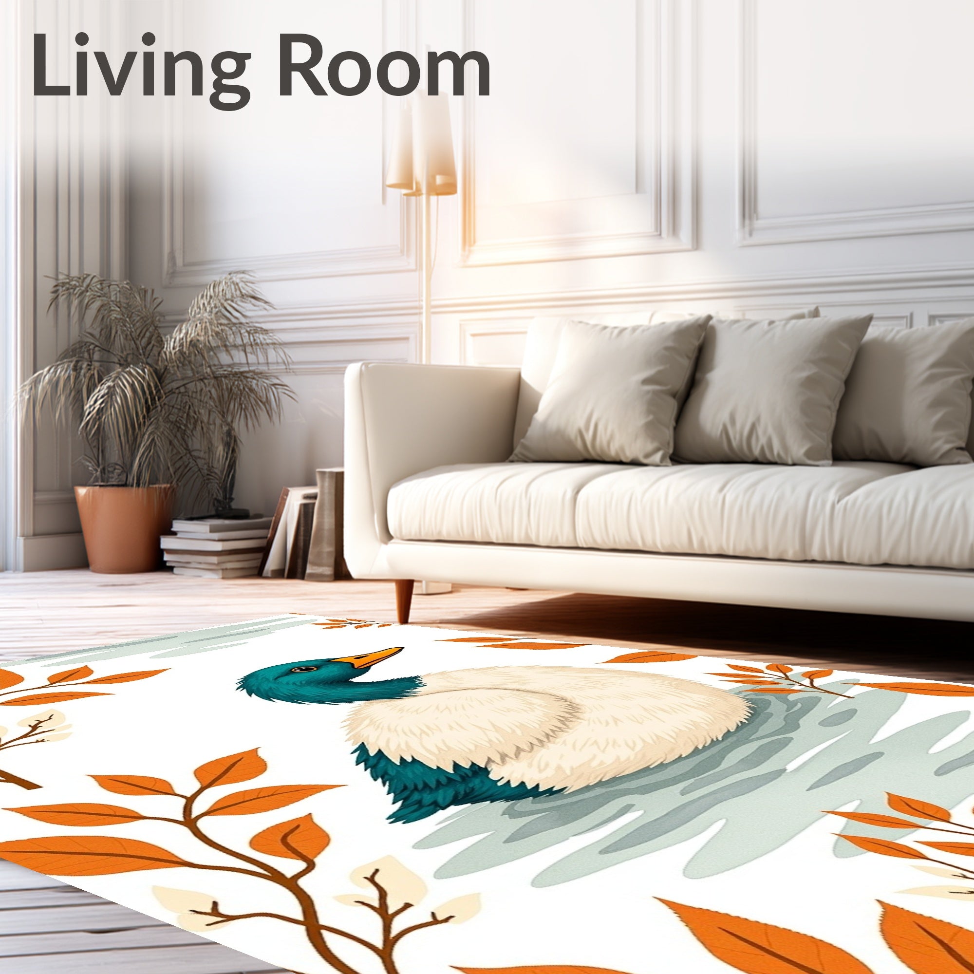 Autumn Duck on Water Floral Accent Rug