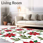 Crimson Red Bloom Green Leaf Balls Rug