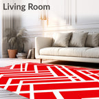 Bold Red Geometric Interlocking Lines Rug