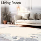 Serene Gray and Beige Abstract Shapes Rug