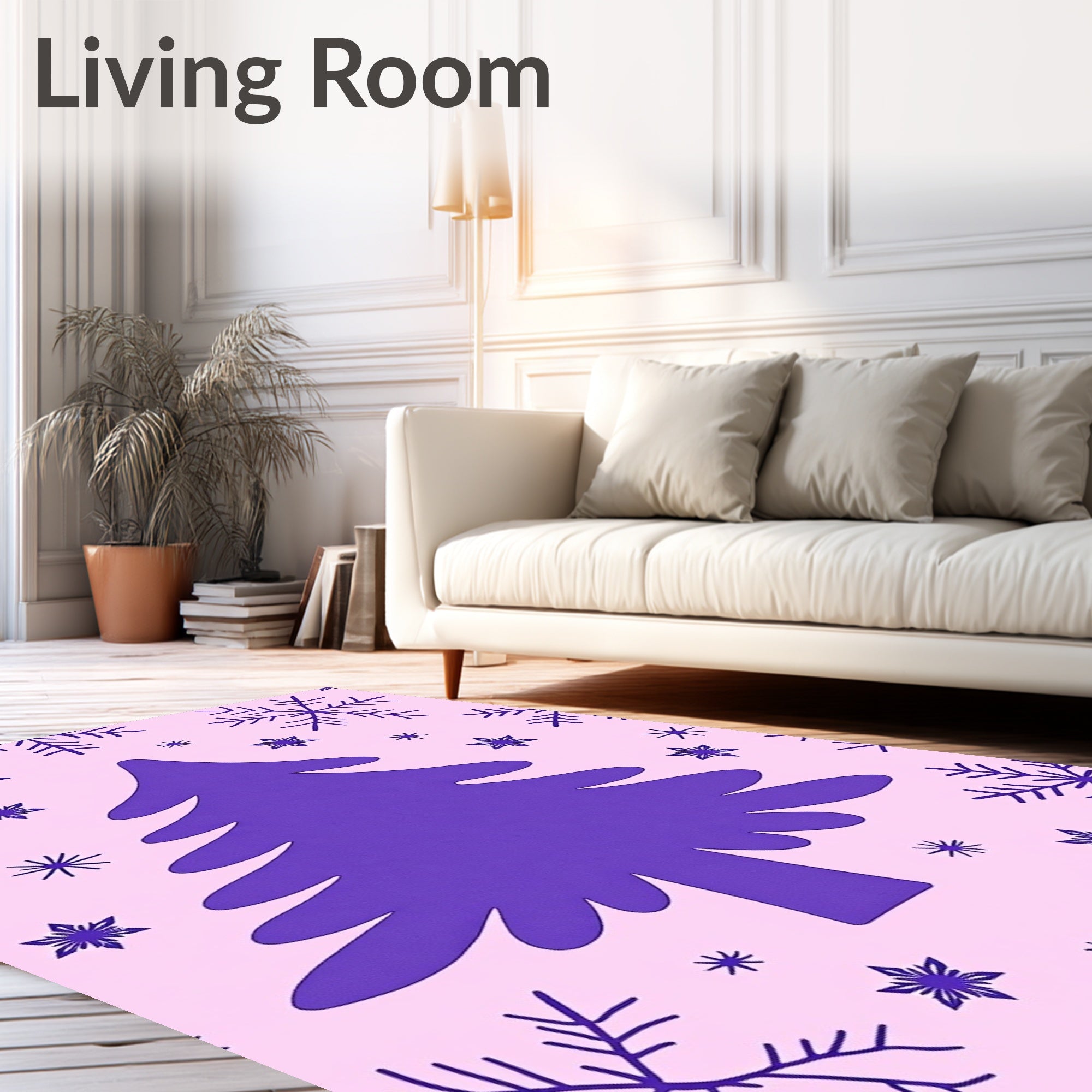 Purple Christmas Tree Snowflakes Rug