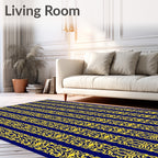 Regal Navy Golden Intricate Vertical Bands Rug