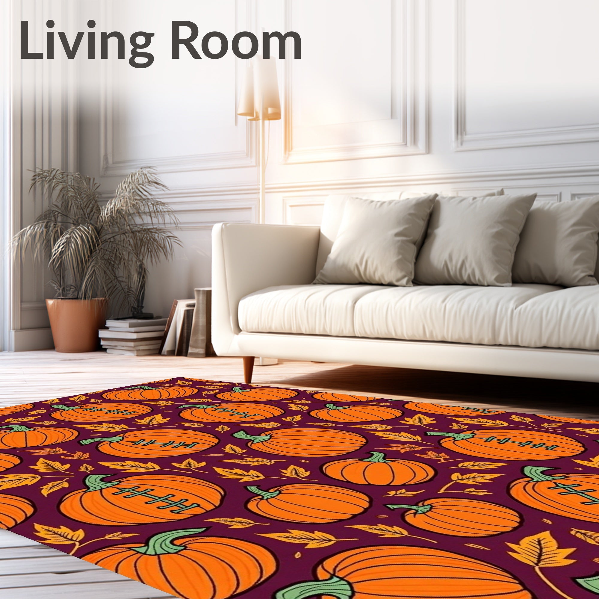 Orange Festive Pumpkin Foliage Medley Rug