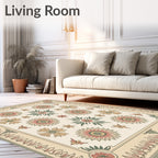 Coral Peach Floral Arrangement Rug