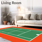 Green Tennis Court Geometric Ball Rug