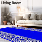 Vivid Blue Interlocking Abstract Frame Rug