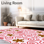 Brown Gingerbread Man Red Swirls Rug