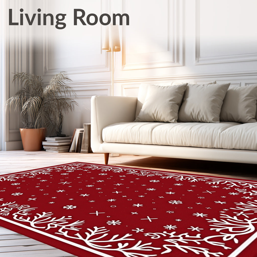 Holiday Twig Sparse Snowflakes Rug