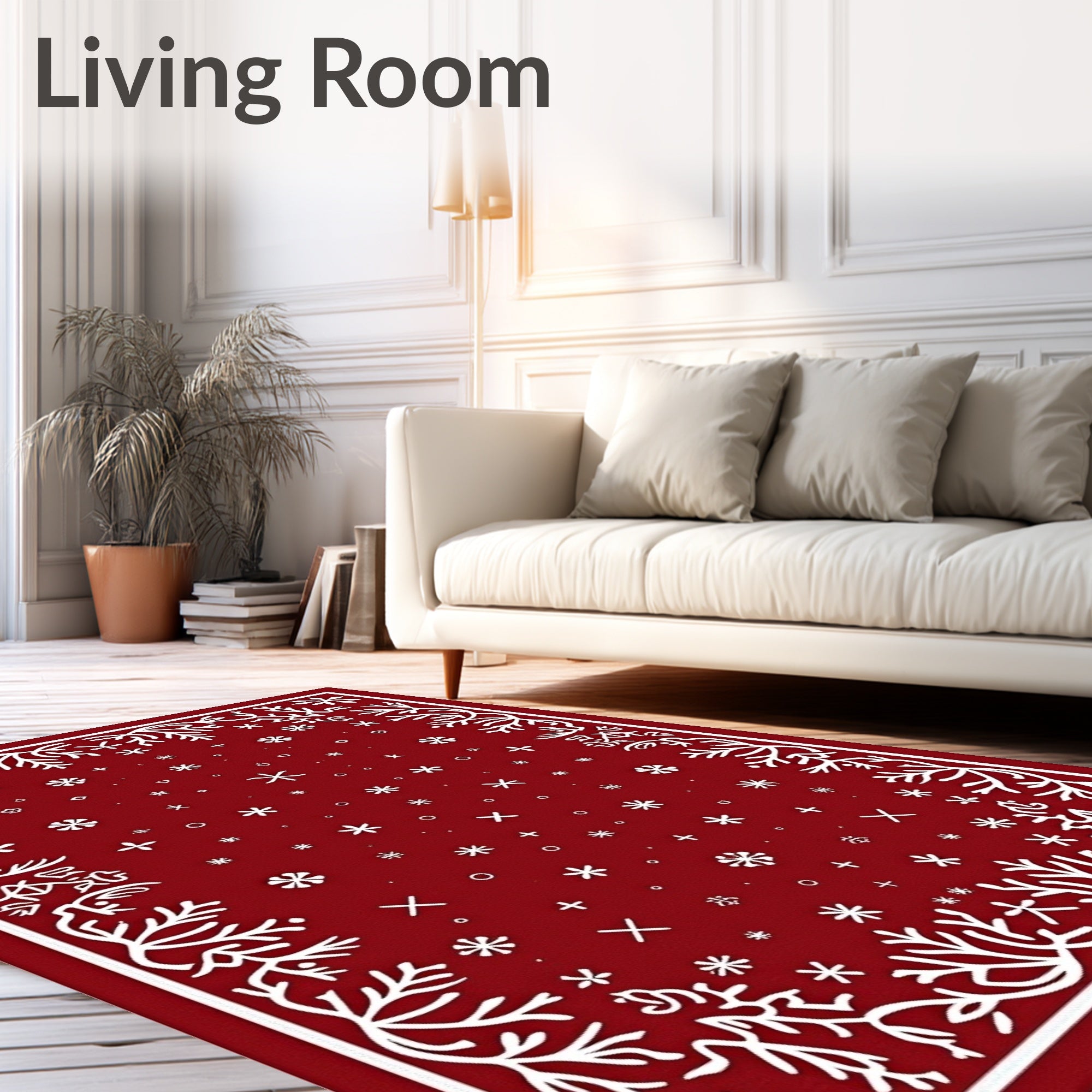 Holiday Twig Sparse Snowflakes Rug
