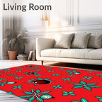 Crimson Christmas Ornament Leaf Scatter Rug