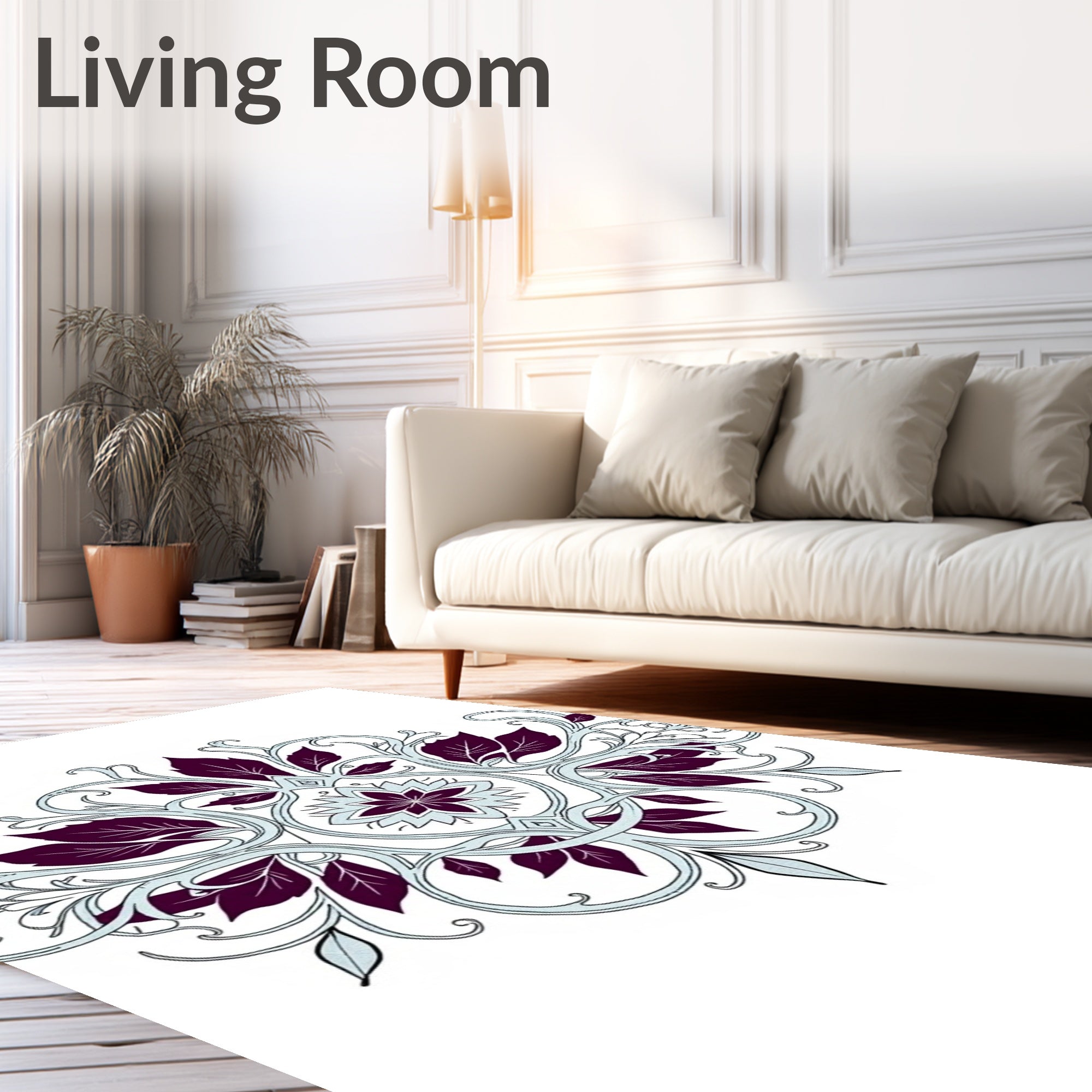 Plum Swirl Floral Medallion Rug