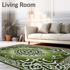 Ornate Emerald Vine Medallion Rug