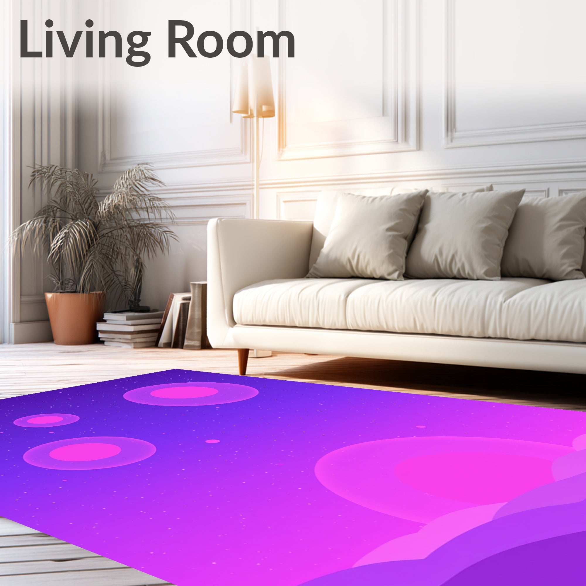 Cosmic Glowing Spheres Pink Purple Sky Rug