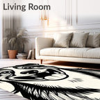 Happy Black White Dog Face Art Rug
