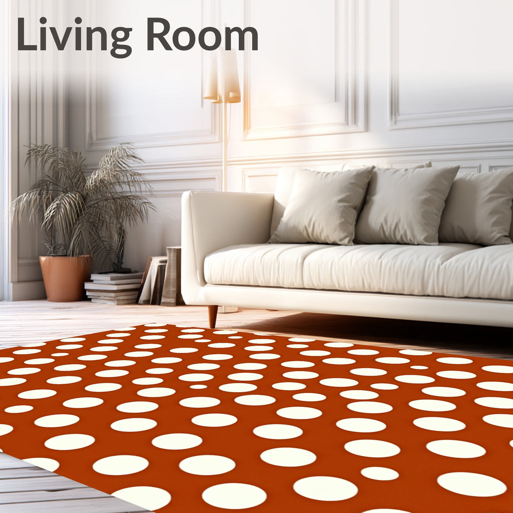 Terracotta White Polka Dot Scatter Rug