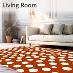 Terracotta White Polka Dot Scatter Rug