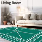 Emerald Green Geometric Grid Rug