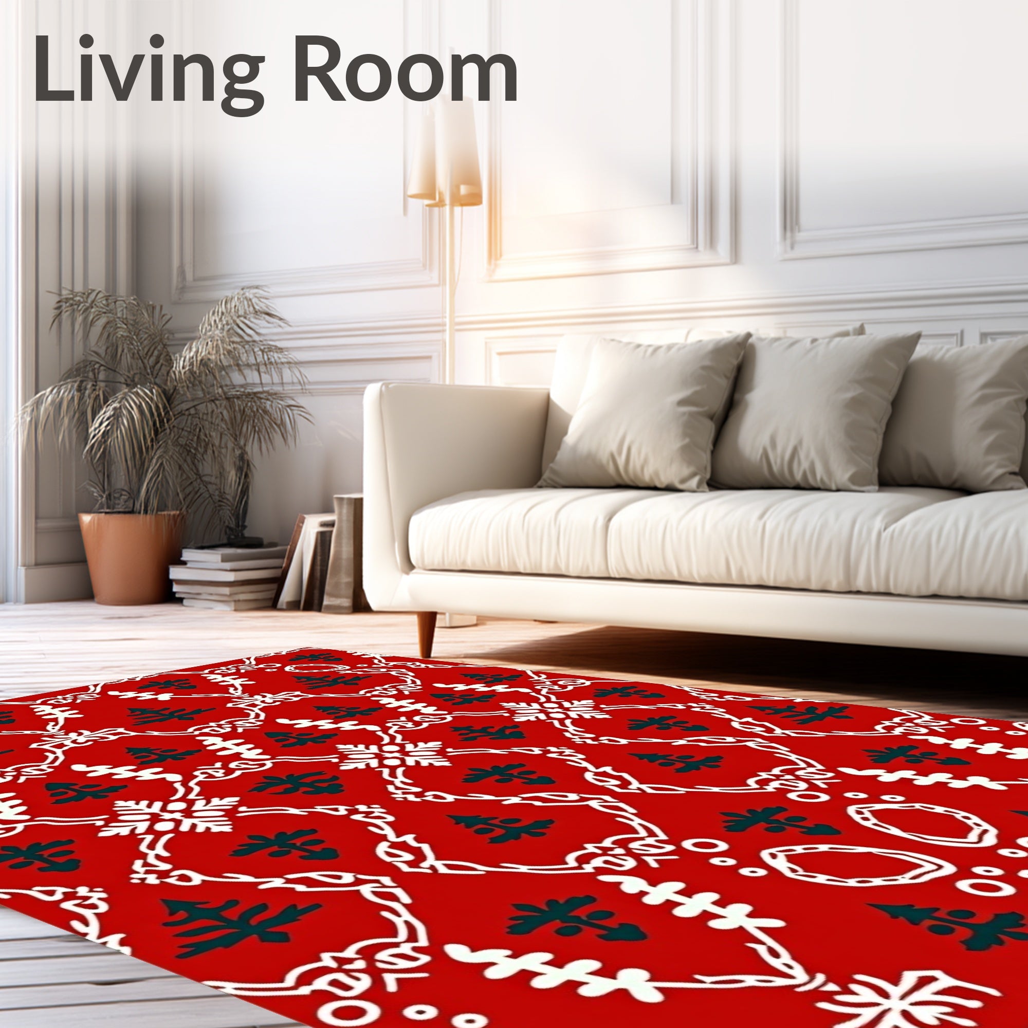 Festive Red Tree Vintage Lace Rug