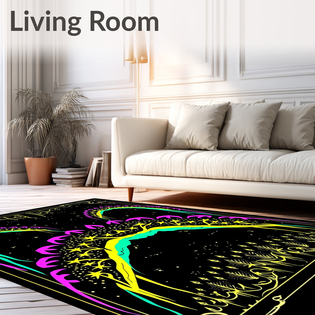 Vibrant Yellow Cosmic Arches Rug