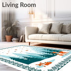 Whimsical Fox Family Winter Forest Rug