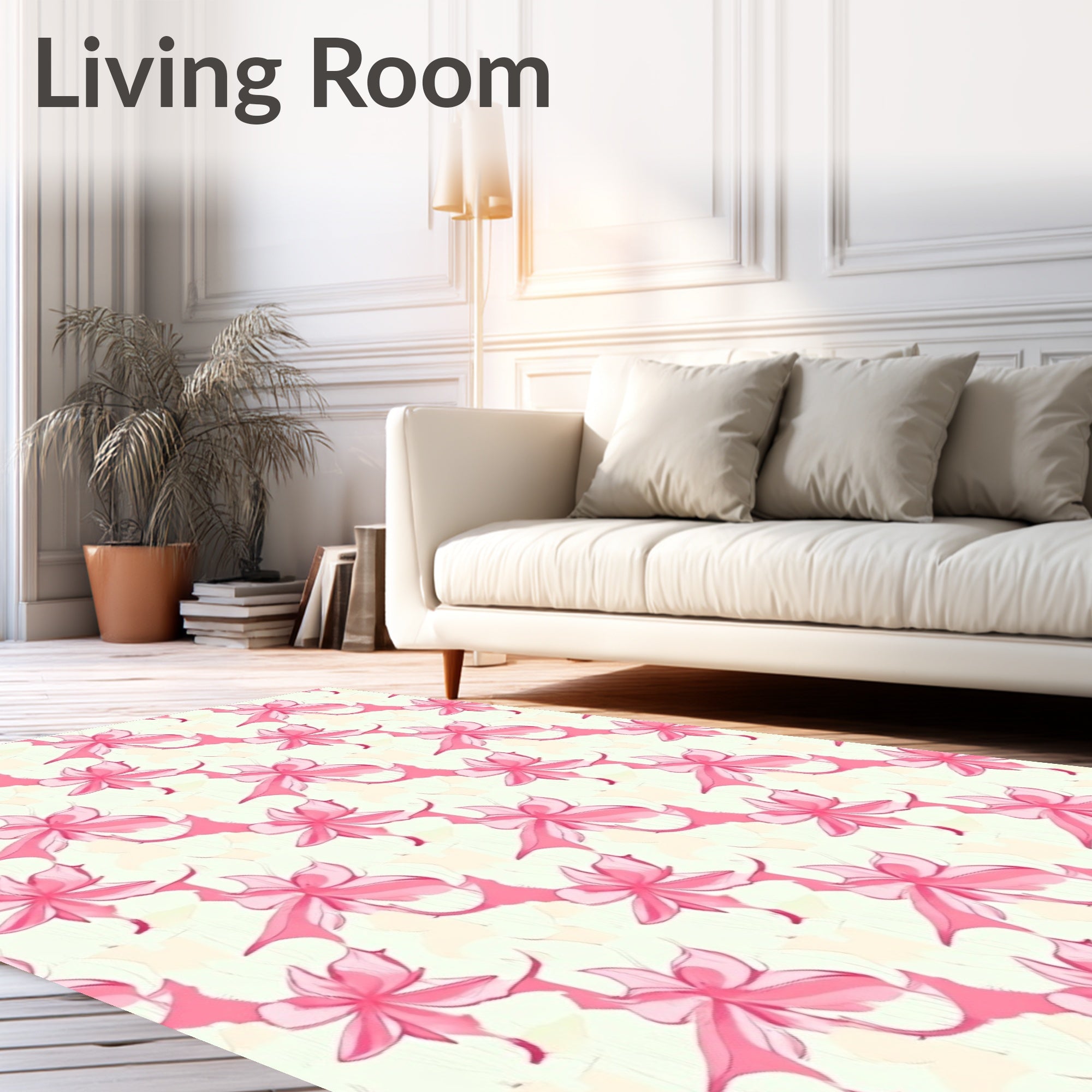Pink Watercolor Ribbon Scatter Rug