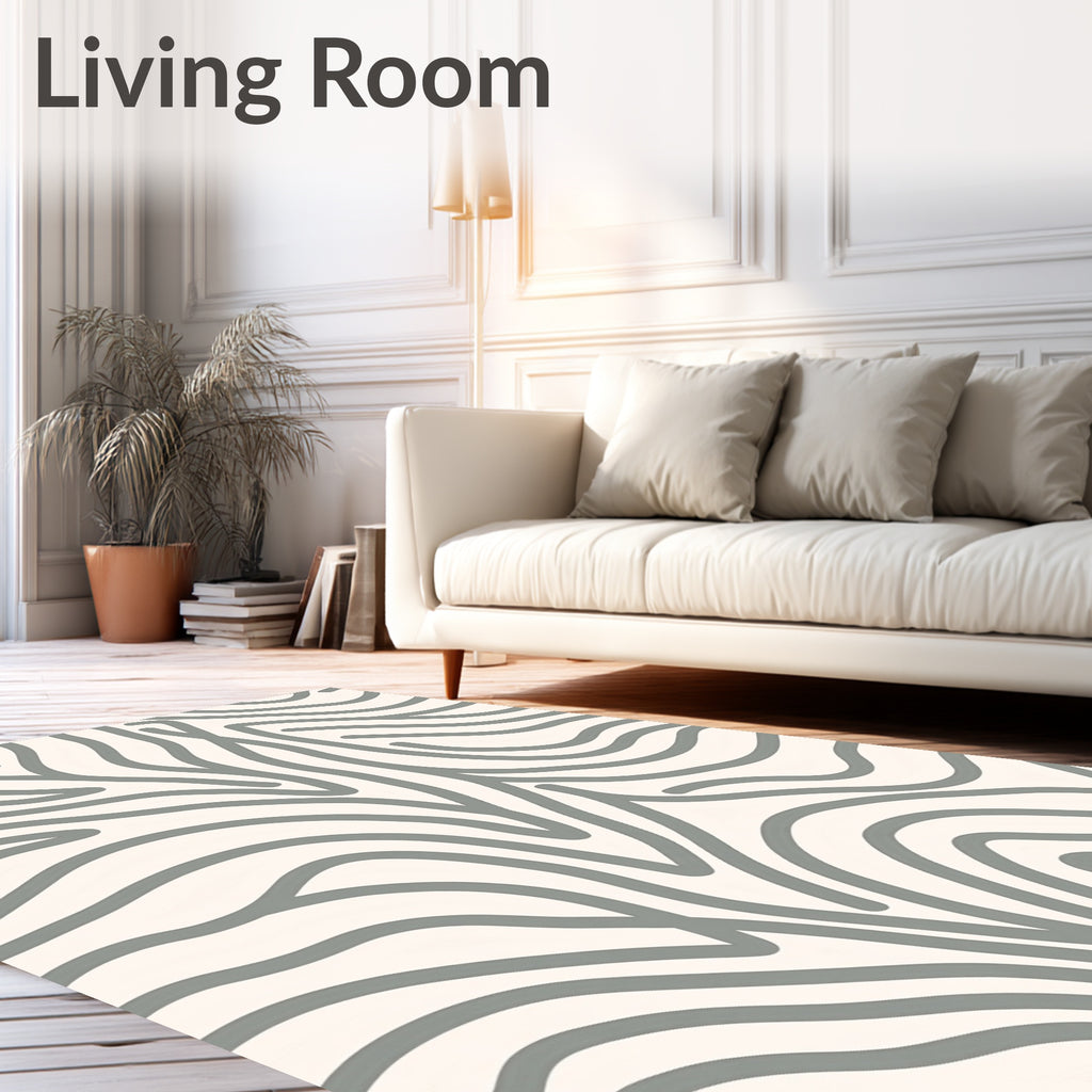Cream Gray Organic Wave Rug