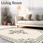 Neutral Gray Ornate Compass Star Rug