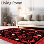 Crimson Red Festive Ornate Christmas Rug