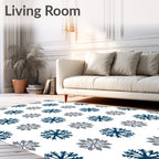 Navy Gray Snowflake Arrangement Rug