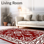 Rich Red Floral Medallion Border Rug