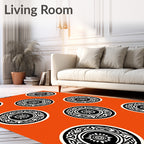 Orange Abstract Medallion Tribal Rug
