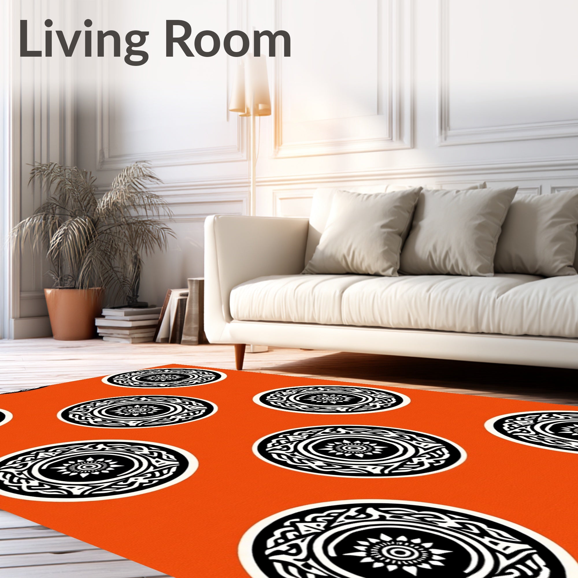 Orange Abstract Medallion Tribal Rug