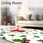 Merry Snowman Holly Star Scene Rug