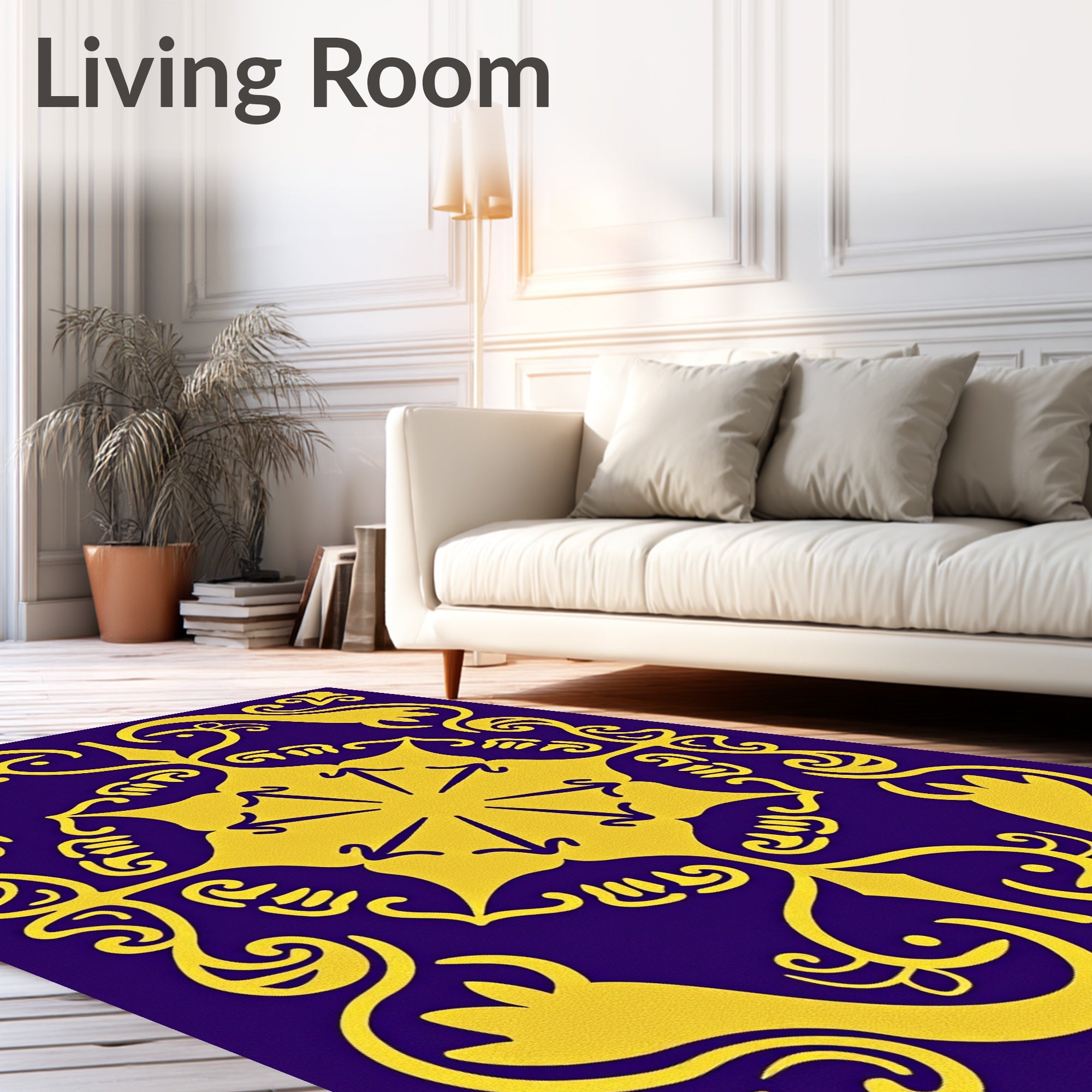 Royal Purple Gold Symmetrical Arabesque Rug
