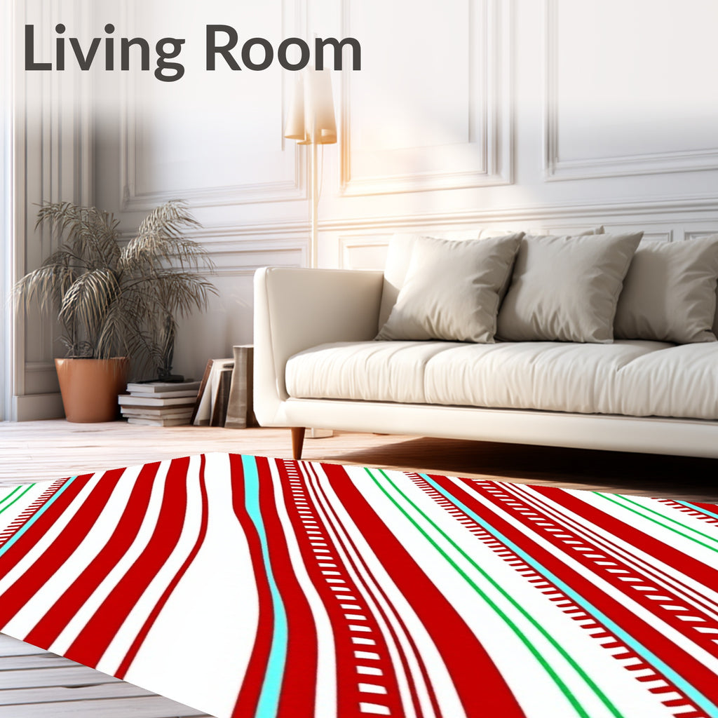 Diagonal Red White Candy Cane Stripes Rug