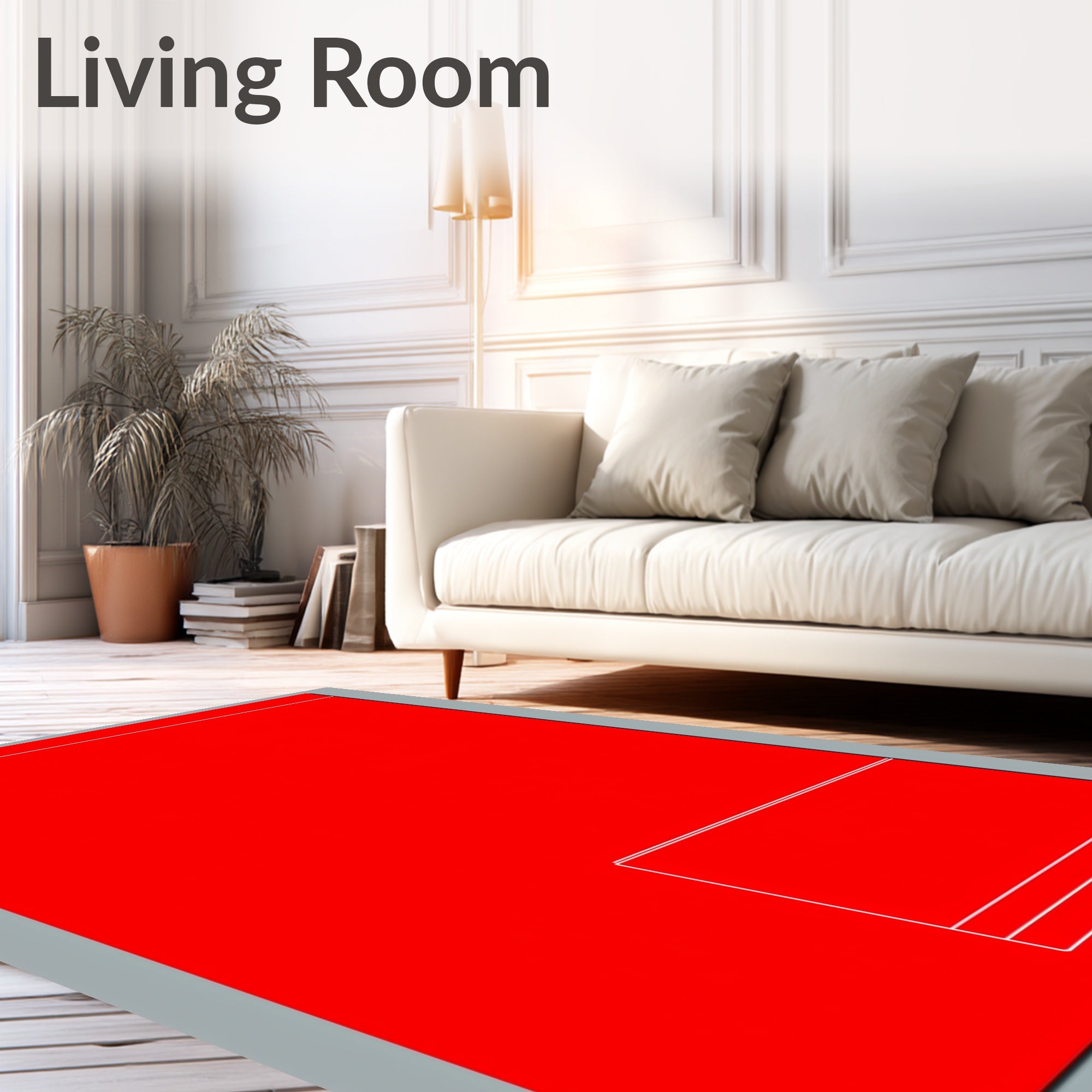 Bold Red Geometric Abstract Rug