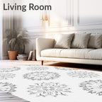 Silver Floral Mandala Medallion Repeating Rug
