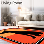 Black Dog Silhouette Sunset Frame Rug
