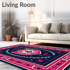 Pink Blue Cream Crested Laurel Rug