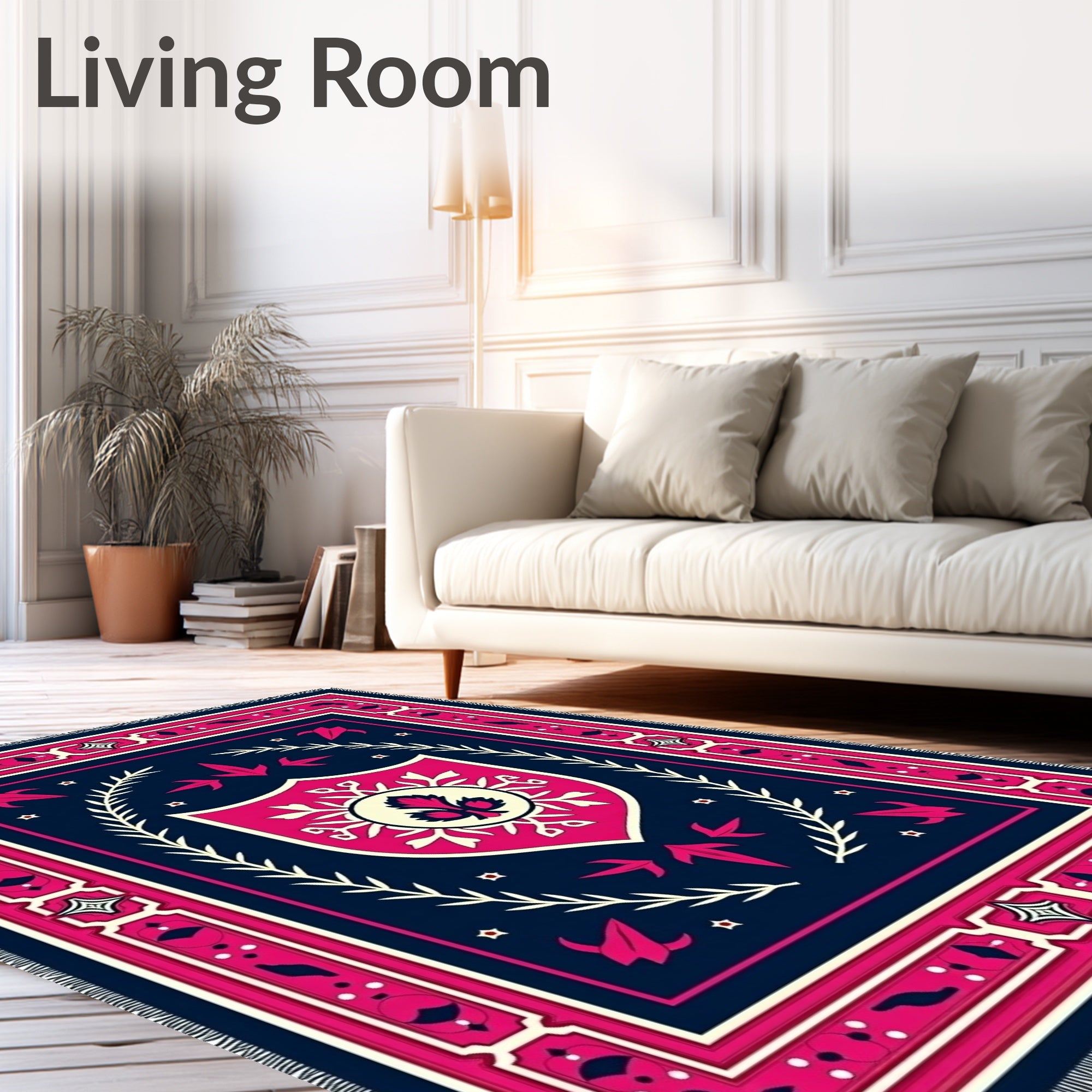 Pink Blue Cream Crested Laurel Rug