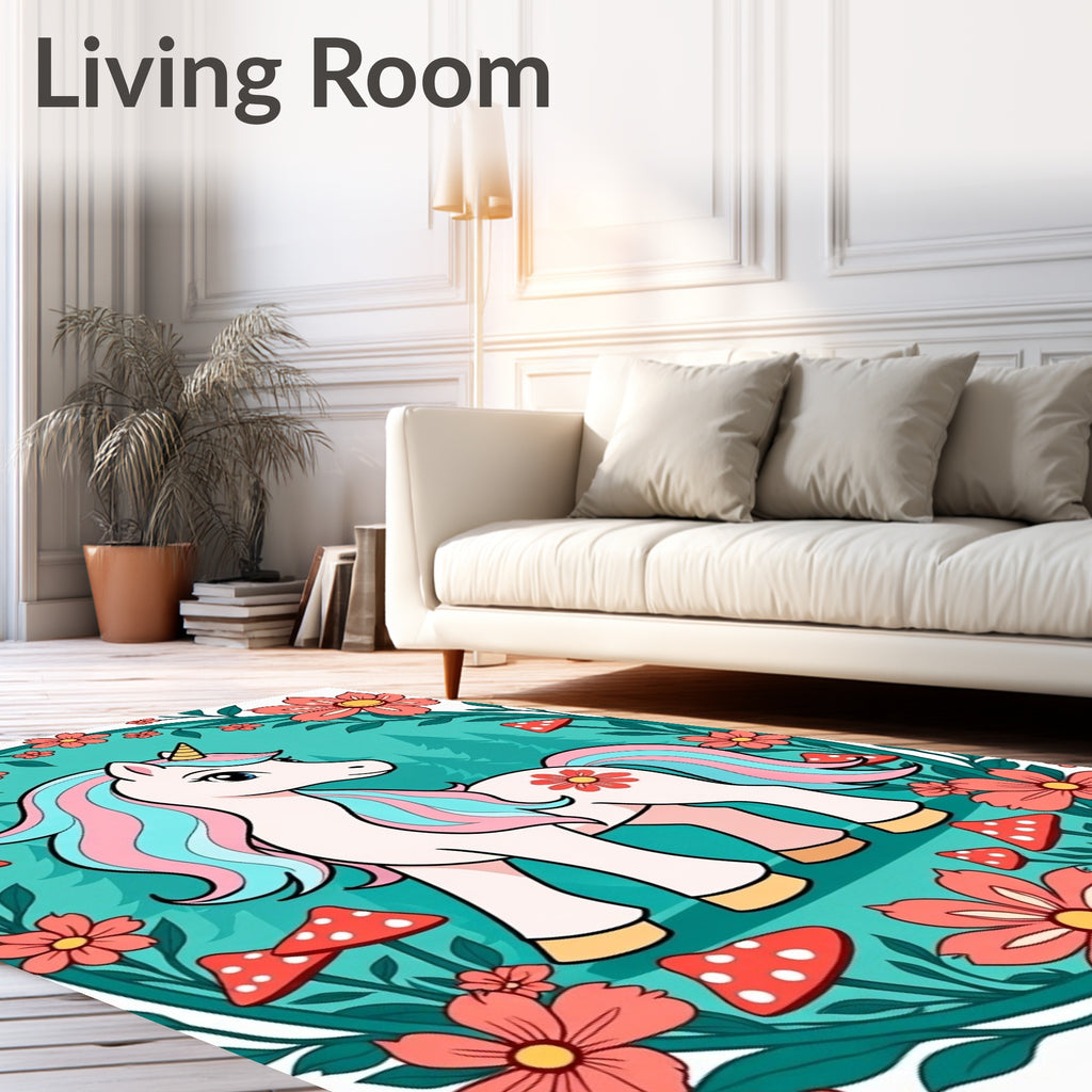 Cute Pastel Unicorn Flower Forest Rug
