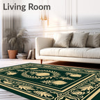 Vintage Emerald Onion Laurel Border Rug