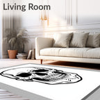 Bold Black Skull Close Up Rug