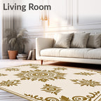 Gold Floral Mandala Corner Rug