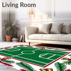 Festive Green Soccer Court Jingle Bells Rug