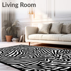 Dynamic Black White Zebra Stripes Rug