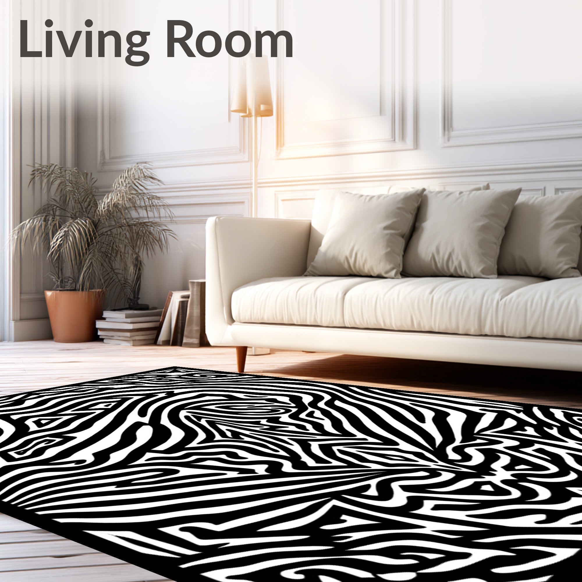 Dynamic Black White Zebra Stripes Rug