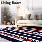 Crimson White Navy Vertical Stripe Accent Rug