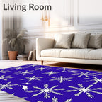 Midnight Blue Snowflake Deer Winter Rug