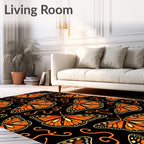 Orange Monarch Butterfly Swirls Rug